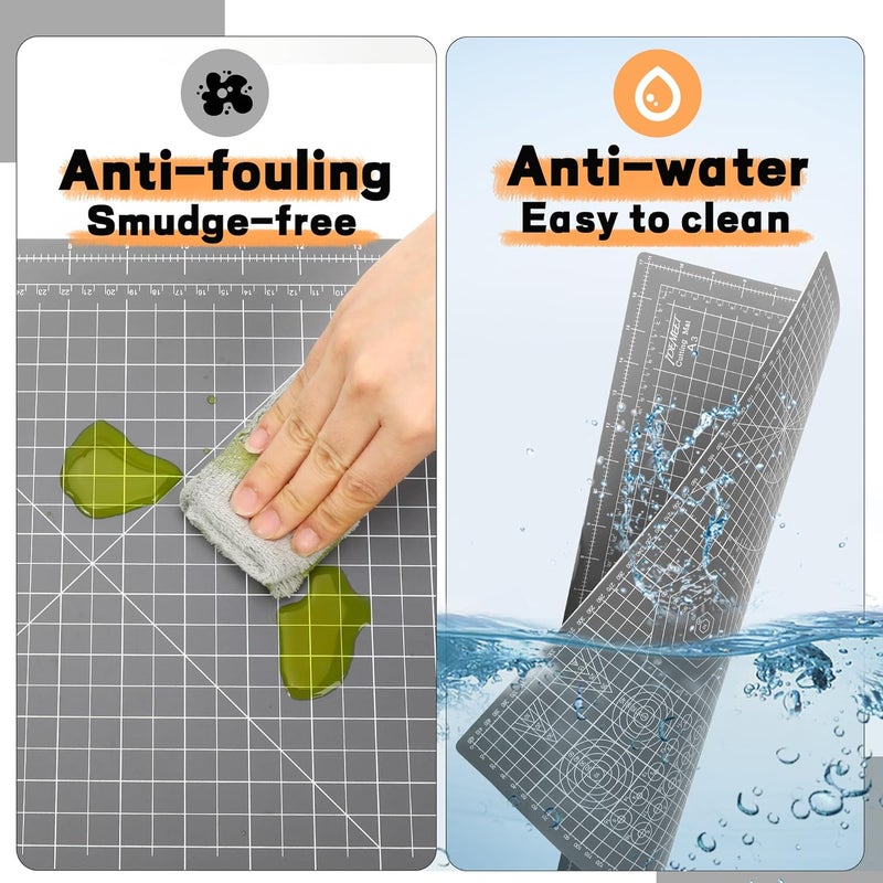 Idemeet Premium 10 Pcs Self Healing Cutting Mat 18'' x 12'', A3 Non-slip Sewing Mat for Quilting, 5-Ply Rotary Cutting Board Double-Sided for Crafts Cutting Fabric Scrapbooking Modeling Projects - Image 5